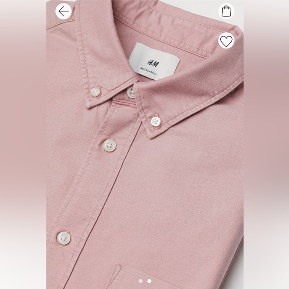 H&M Men Regular Fit Oxford Shirt Pink size M NWT - Picture 2 of 7